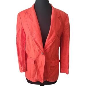Vintage Liz Claiborne Linen Cocoon Shawl Red Slouchy Blazer Size 8 Petite